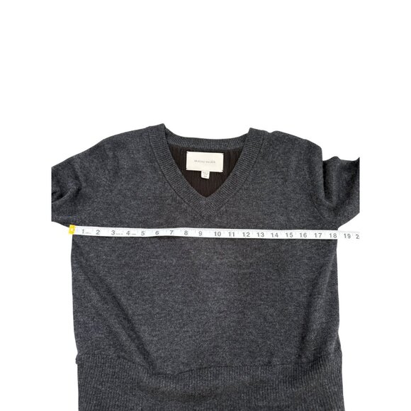 Brochu Walker Layered Sweater Wool Cashmere Pleated Hem Charcoal Gray Size XS - Picture 5 of 8
